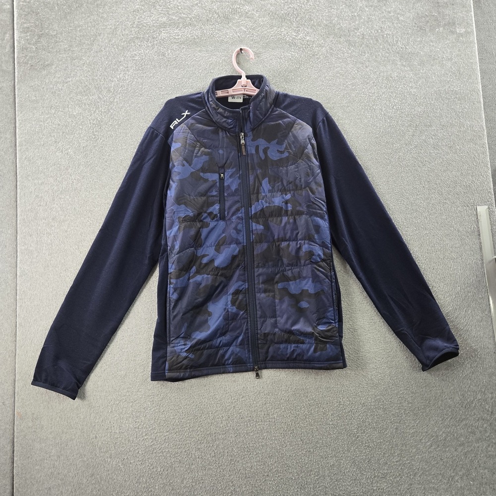 RLX Ralph Lauren Men Jacket L Blue Camouflage Activewear Zipper Golf Performance